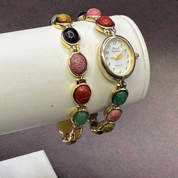 VTG Marcel Drucker Signature Scarab Quartz Watch w/ Matching Bracelet. main image 14